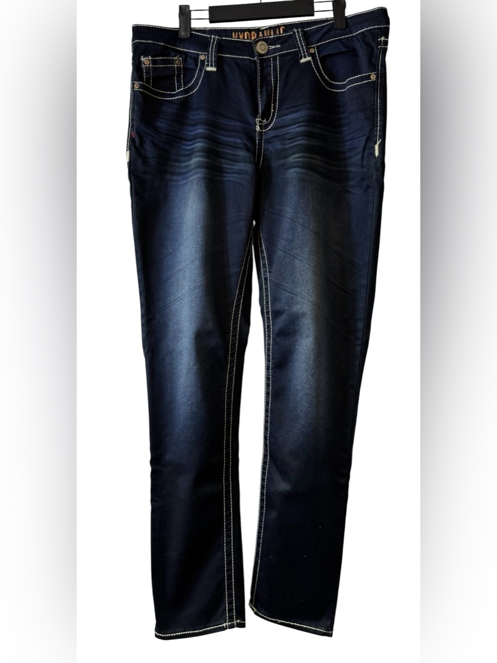 Hydraulic Straight Leg Dark Wash Y2K Whimsical Grunge Rise 10" Inseam 31" Sz 14